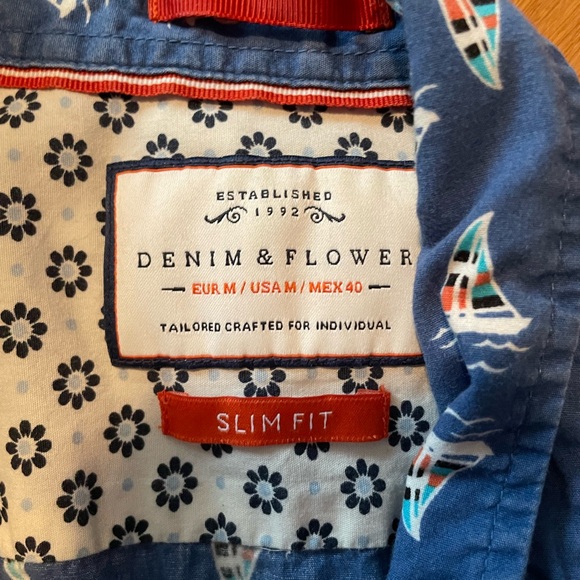Denim & Flower slim fit sailboat shirt blue - Picture 2 of 3
